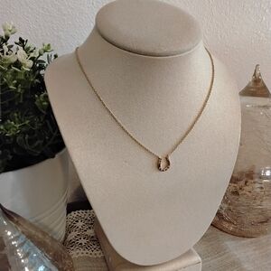 Ralph Lauren Gold Horseshoe With Tiny Rhinestones Necklace